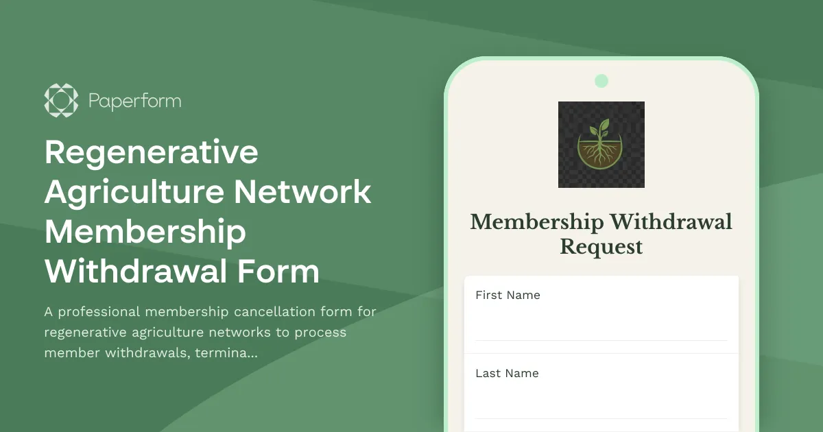 Regenerative Agriculture Network Membership Withdrawal Form