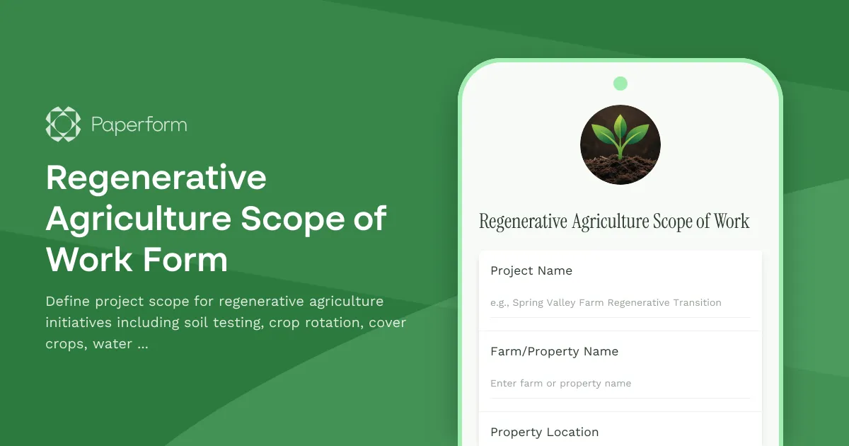 Regenerative Agriculture Scope of Work Form