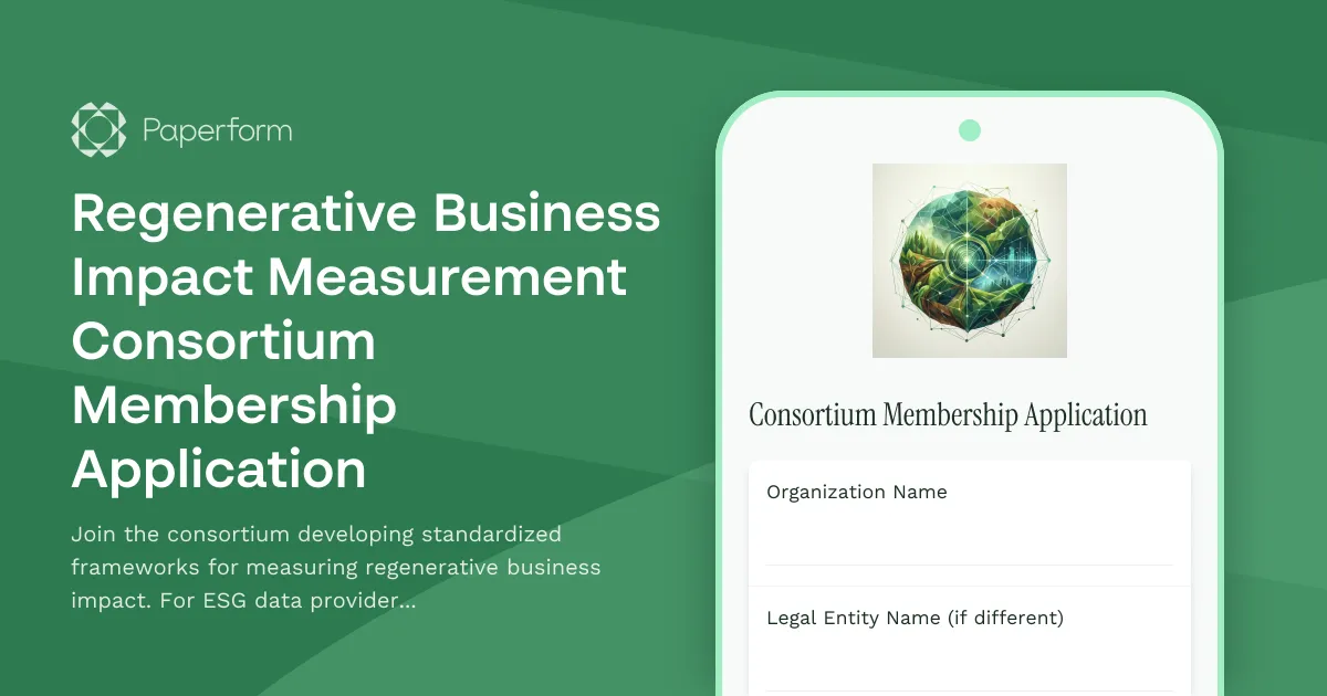 Regenerative Business Impact Measurement Consortium Membership Application