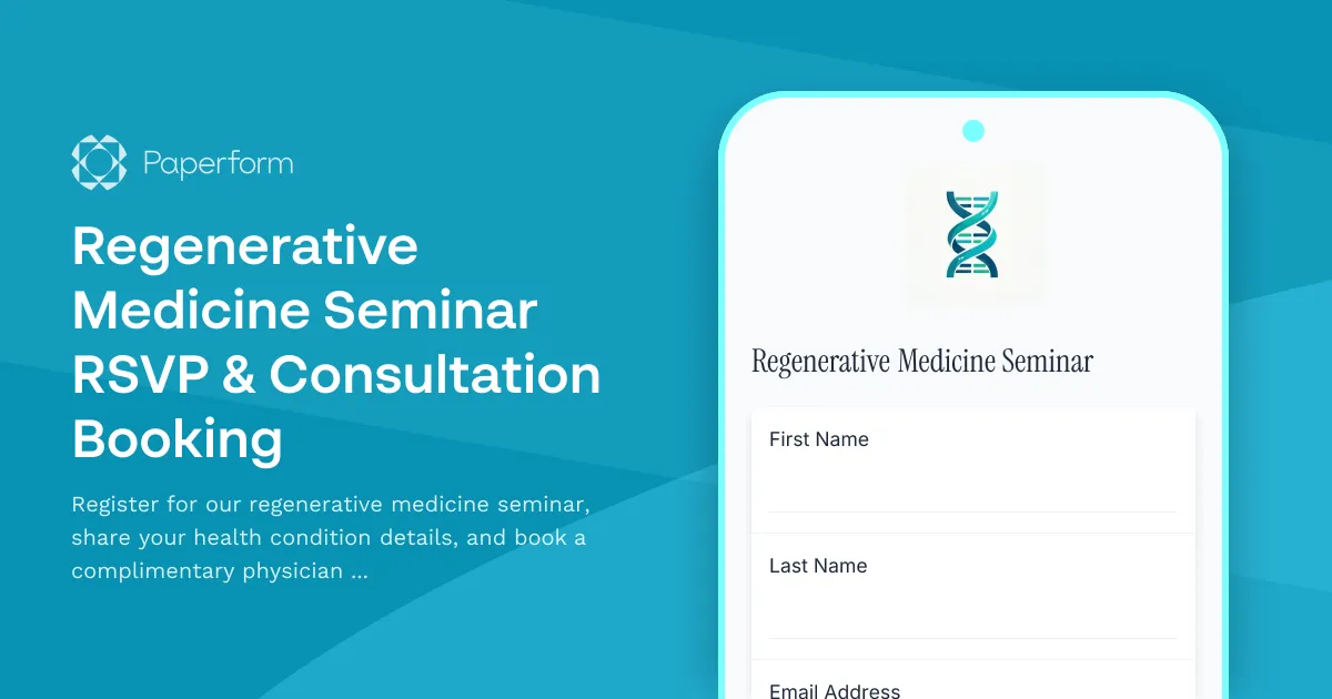 Regenerative Medicine Seminar RSVP & Consultation Booking