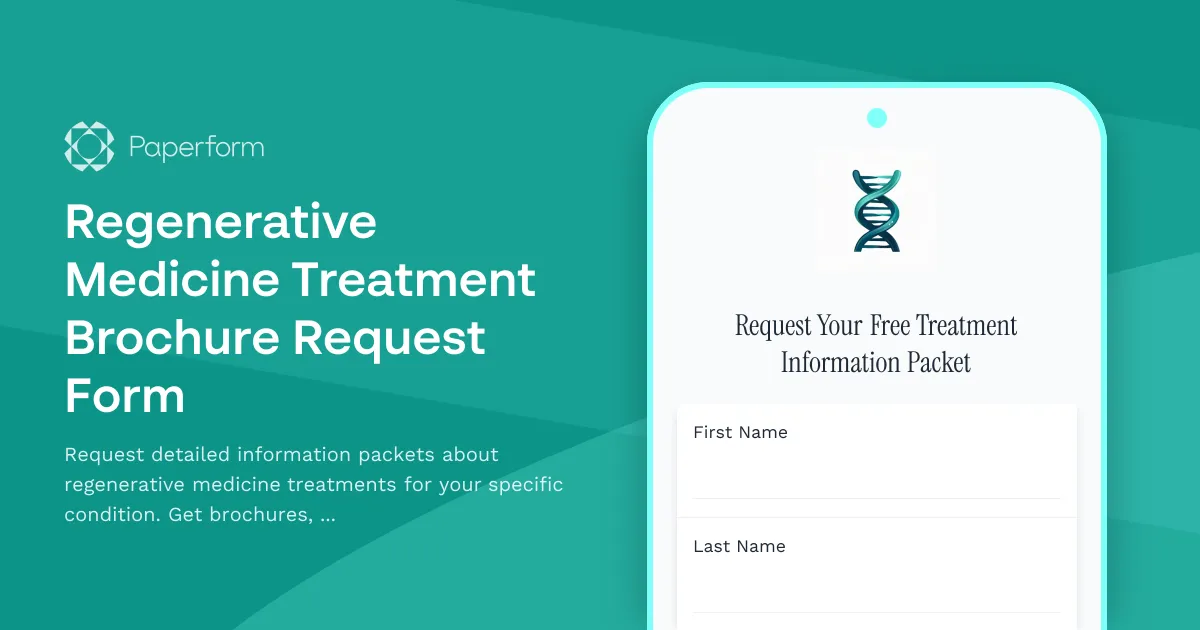 Regenerative Medicine Treatment Brochure Request Form