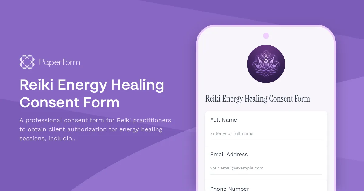 Reiki Energy Healing Consent Form
