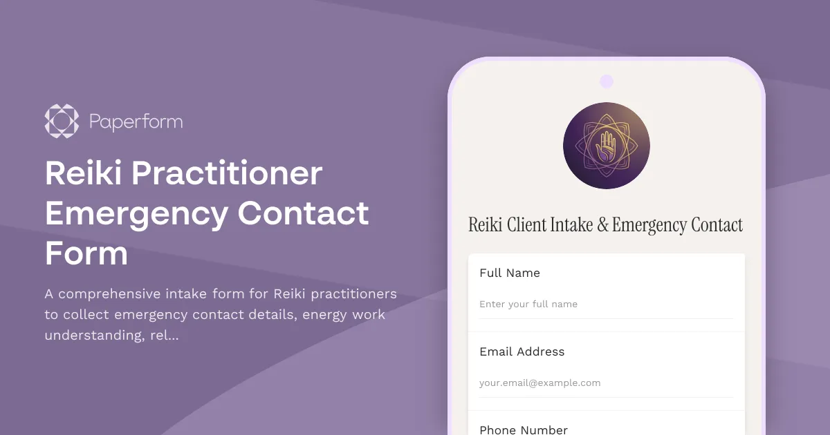 Reiki Practitioner Emergency Contact Form