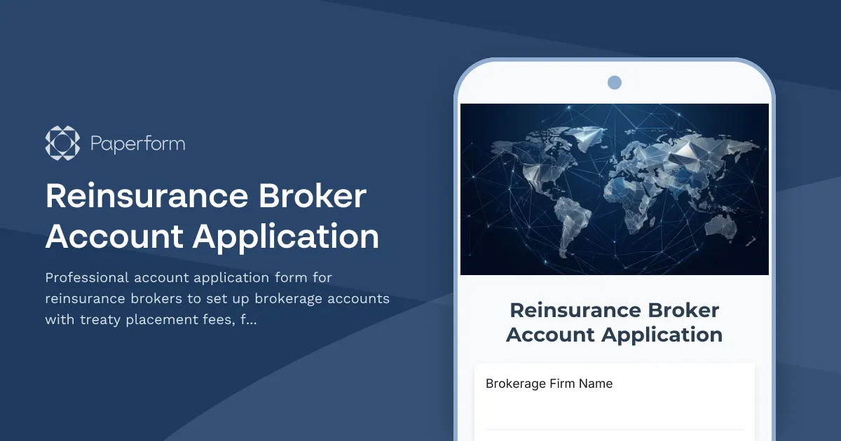 Reinsurance Broker Account Application