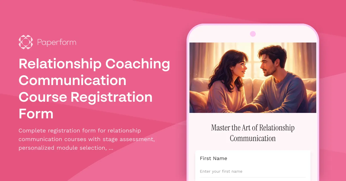 Relationship Coaching Communication Course Registration Form