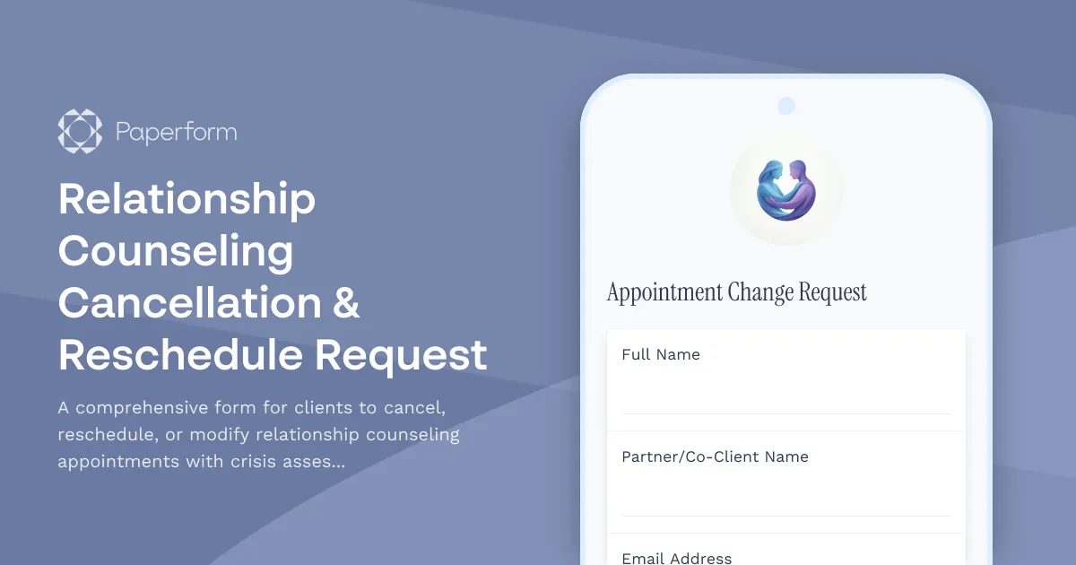 Relationship Counseling Cancellation & Reschedule Request