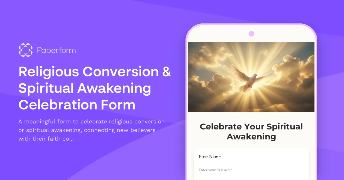 Religious Conversion & Spiritual Awakening Celebration Form