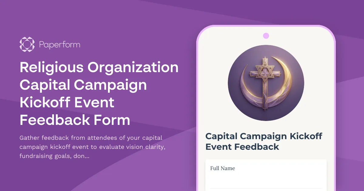 Religious Organization Capital Campaign Kickoff Event Feedback Form