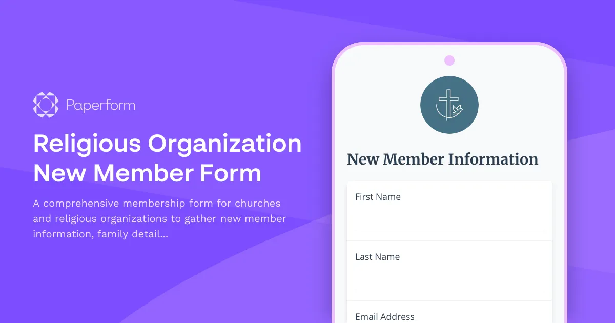 Religious Organization New Member Form