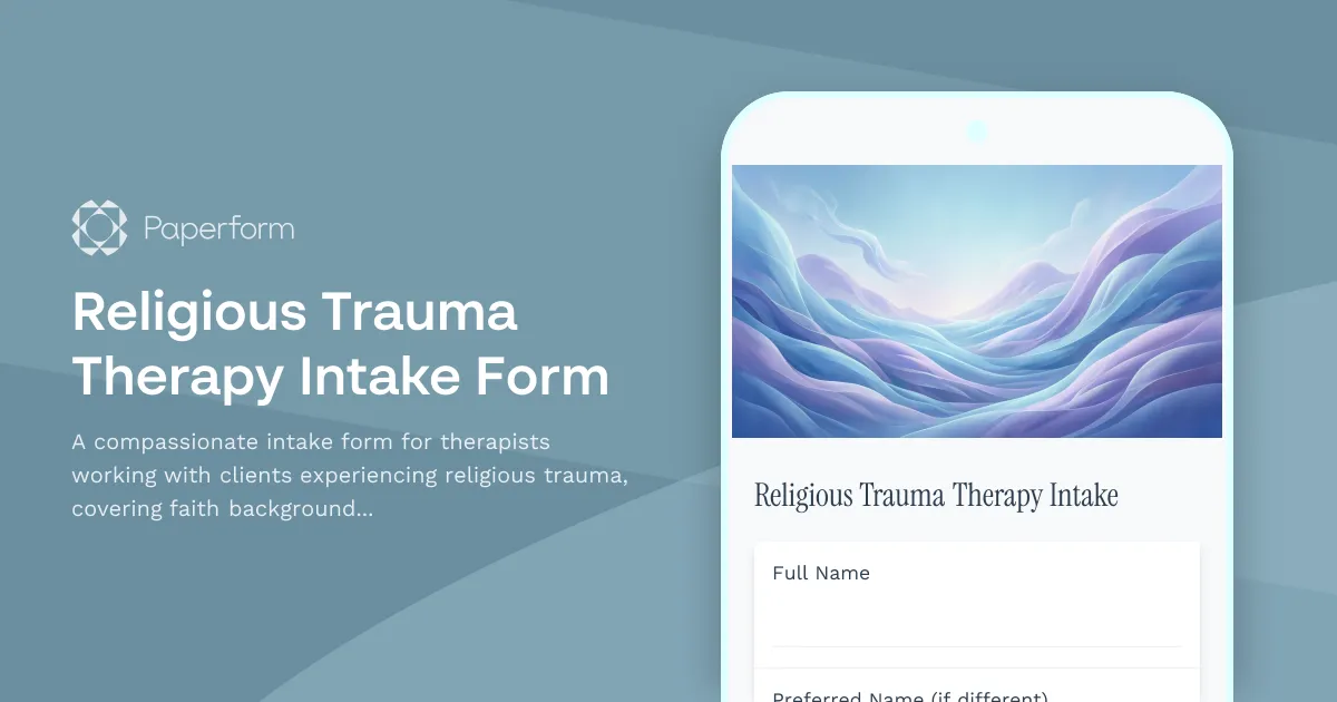 Religious Trauma Therapy Intake Form