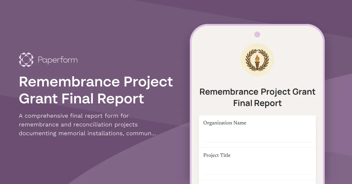 Remembrance Project Grant Final Report