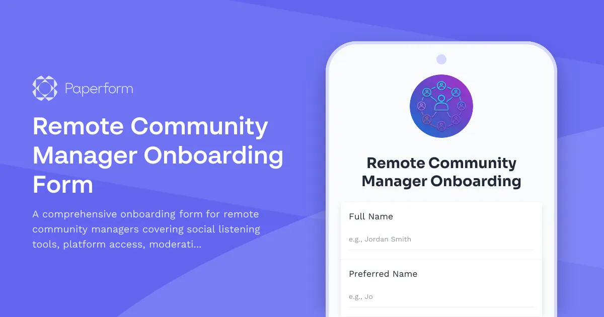 Remote Community Manager Onboarding Form