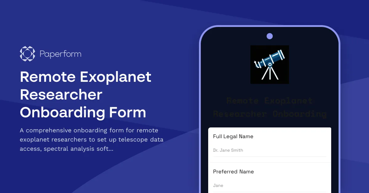 Remote Exoplanet Researcher Onboarding Form