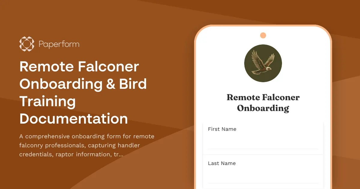 Remote Falconer Onboarding & Bird Training Documentation