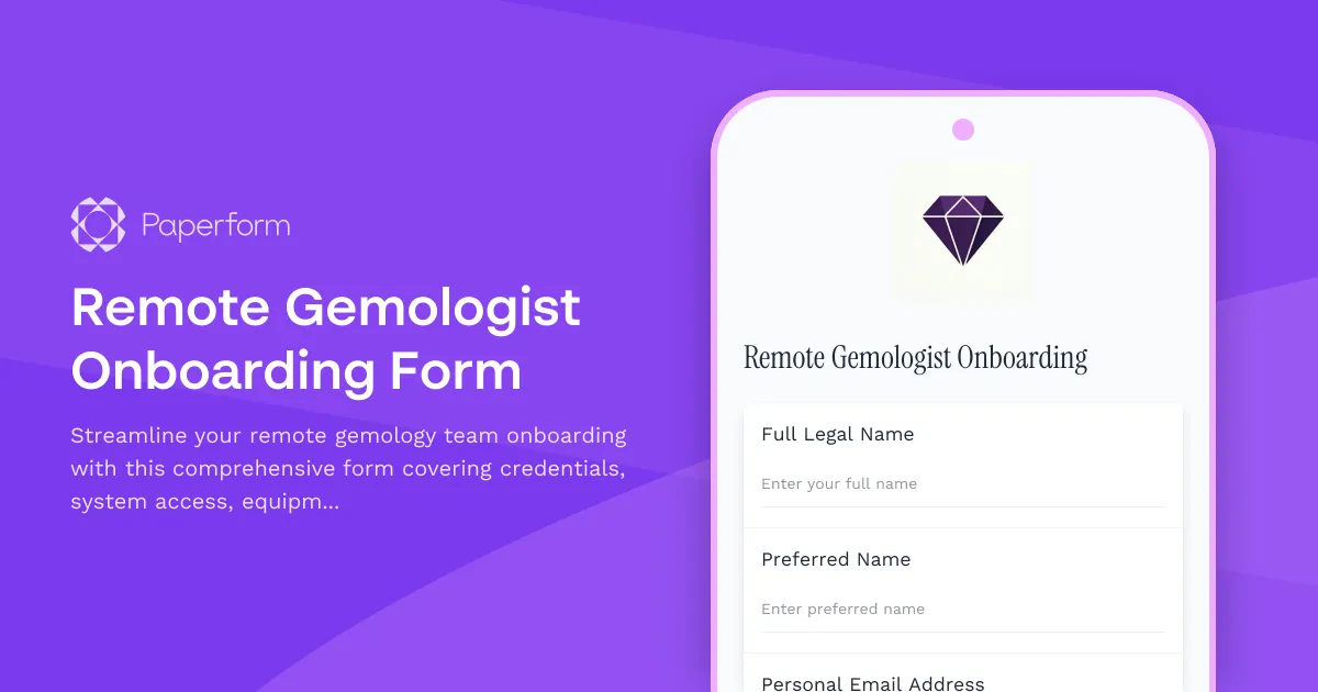 Remote Gemologist Onboarding Form