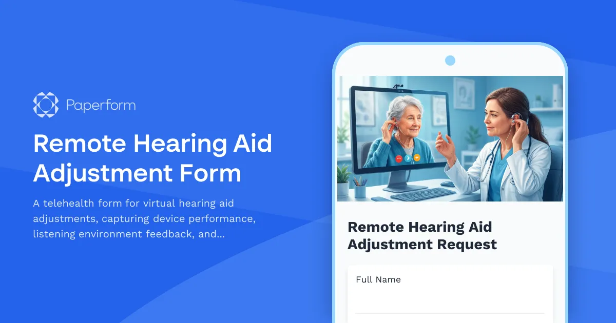Remote Hearing Aid Adjustment Form