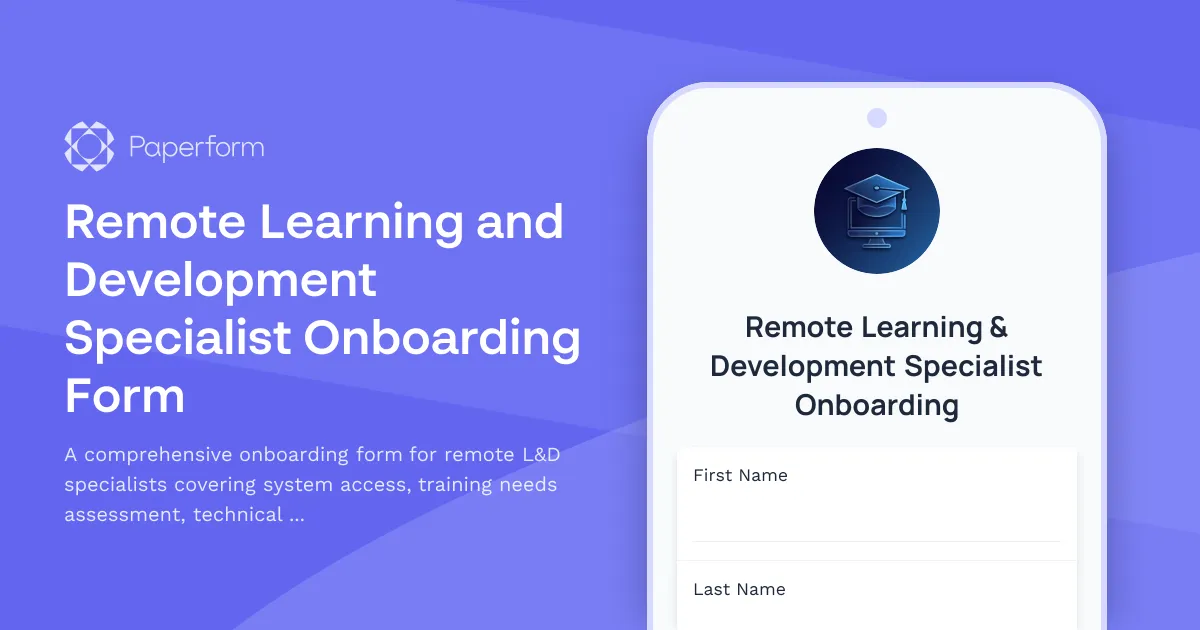 Remote Learning and Development Specialist Onboarding Form