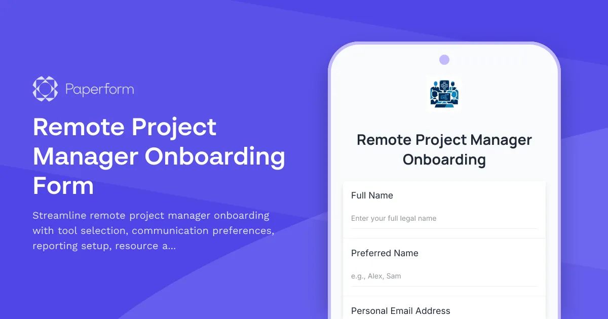 Remote Project Manager Onboarding Form