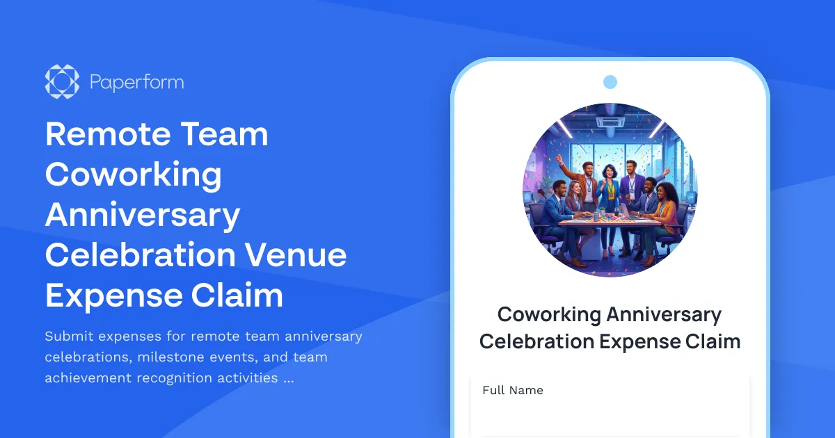 Remote Team Coworking Anniversary Celebration Venue Expense Claim