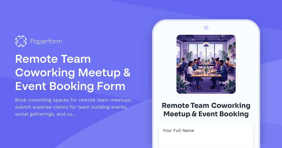 Remote Team Coworking Meetup & Event Booking Form