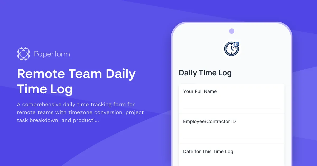 Remote Team Daily Time Log