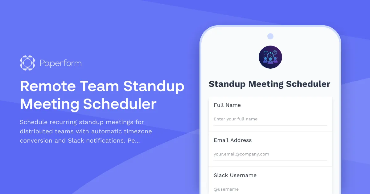 Remote Team Standup Meeting Scheduler