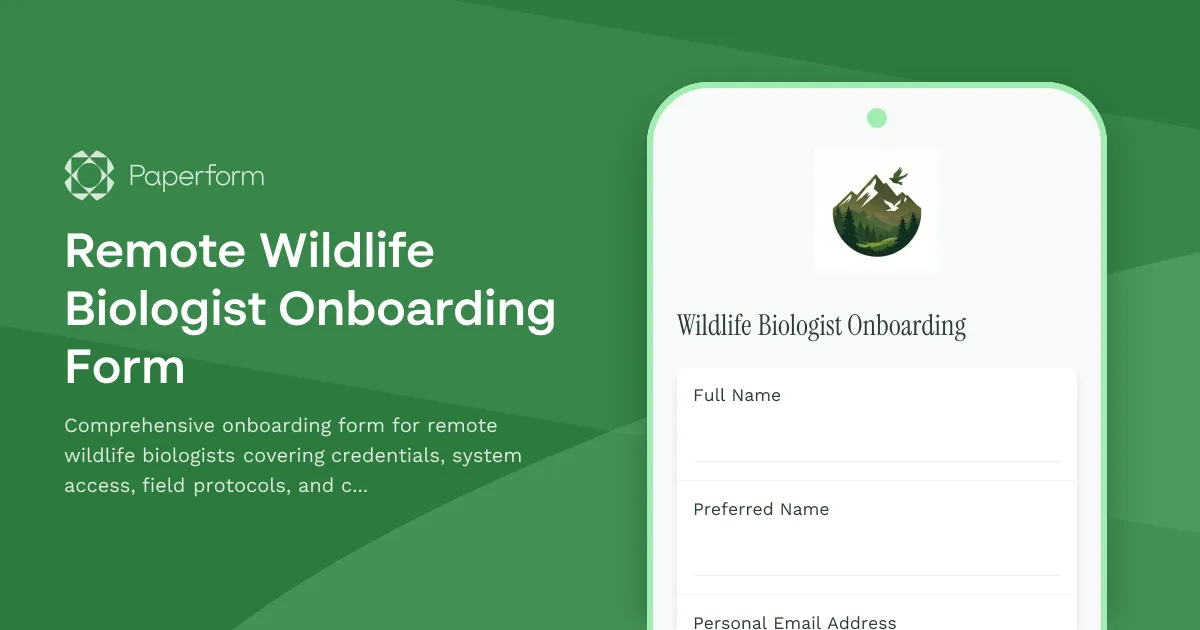 Remote Wildlife Biologist Onboarding Form