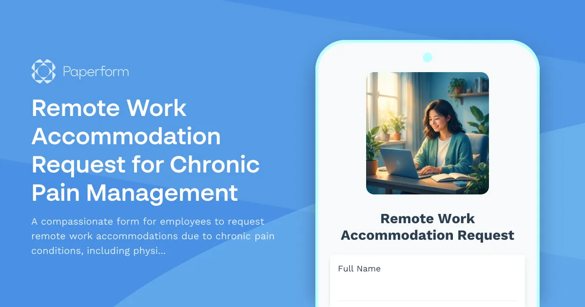 Remote Work Accommodation Request for Chronic Pain Management