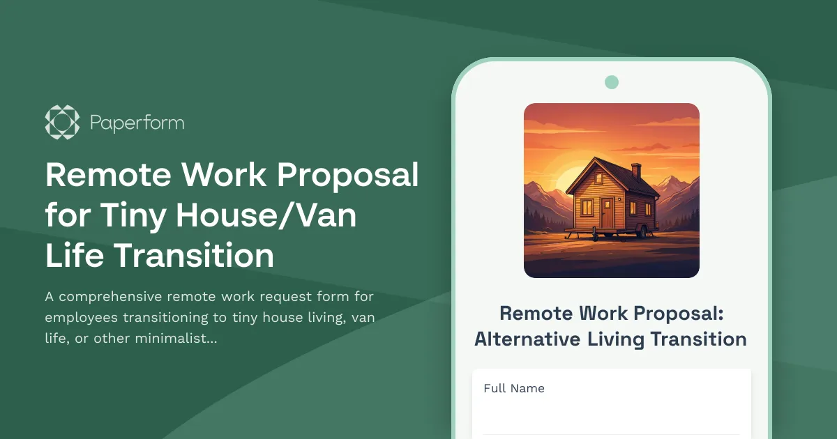 Remote Work Proposal for Tiny House/Van Life Transition