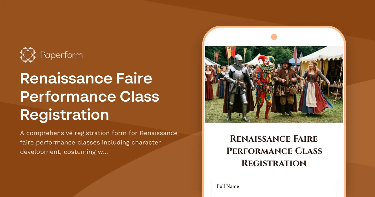 Renaissance Faire Performance Class Registration