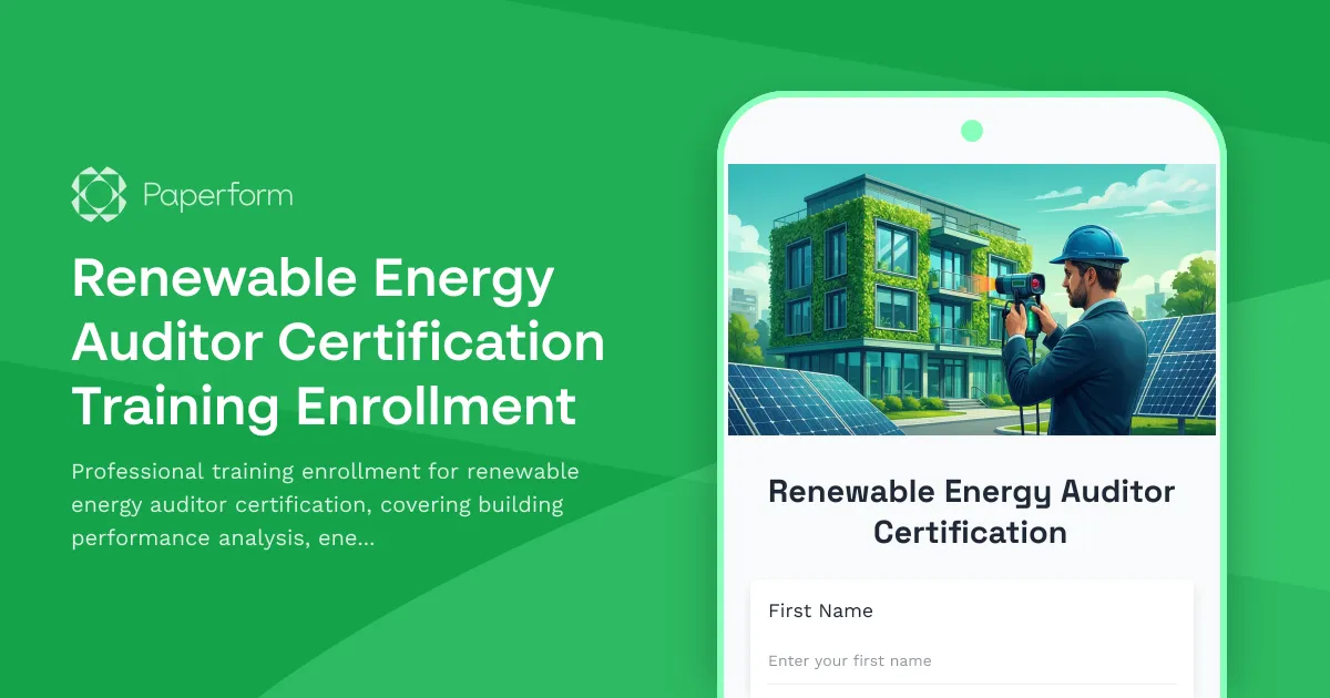 Renewable Energy Auditor Certification Training Enrollment