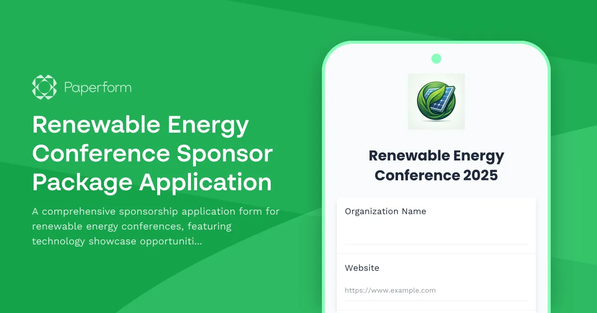 Renewable Energy Conference Sponsor Package Application