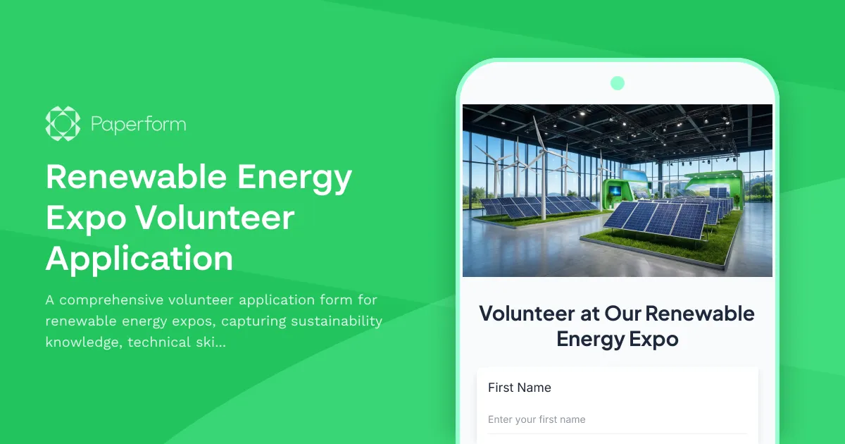 Renewable Energy Expo Volunteer Application