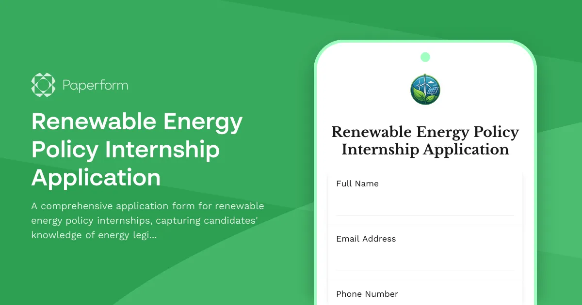 Renewable Energy Policy Internship Application