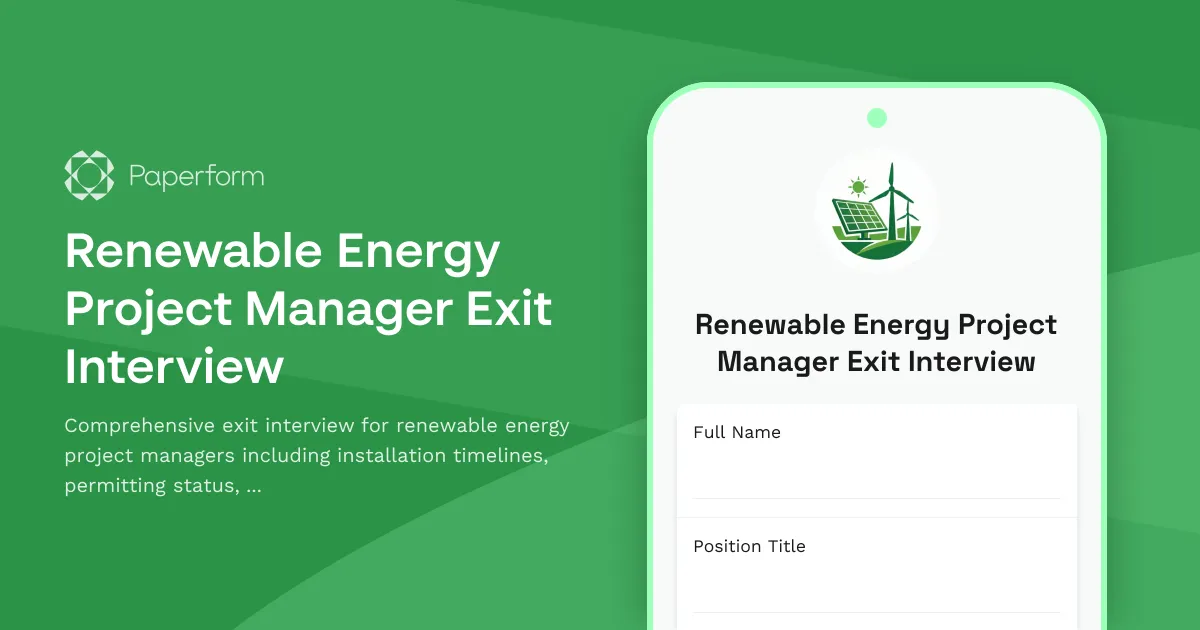 Renewable Energy Project Manager Exit Interview