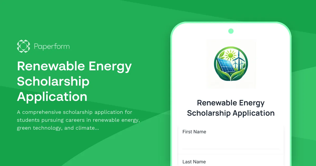 Renewable Energy Scholarship Application