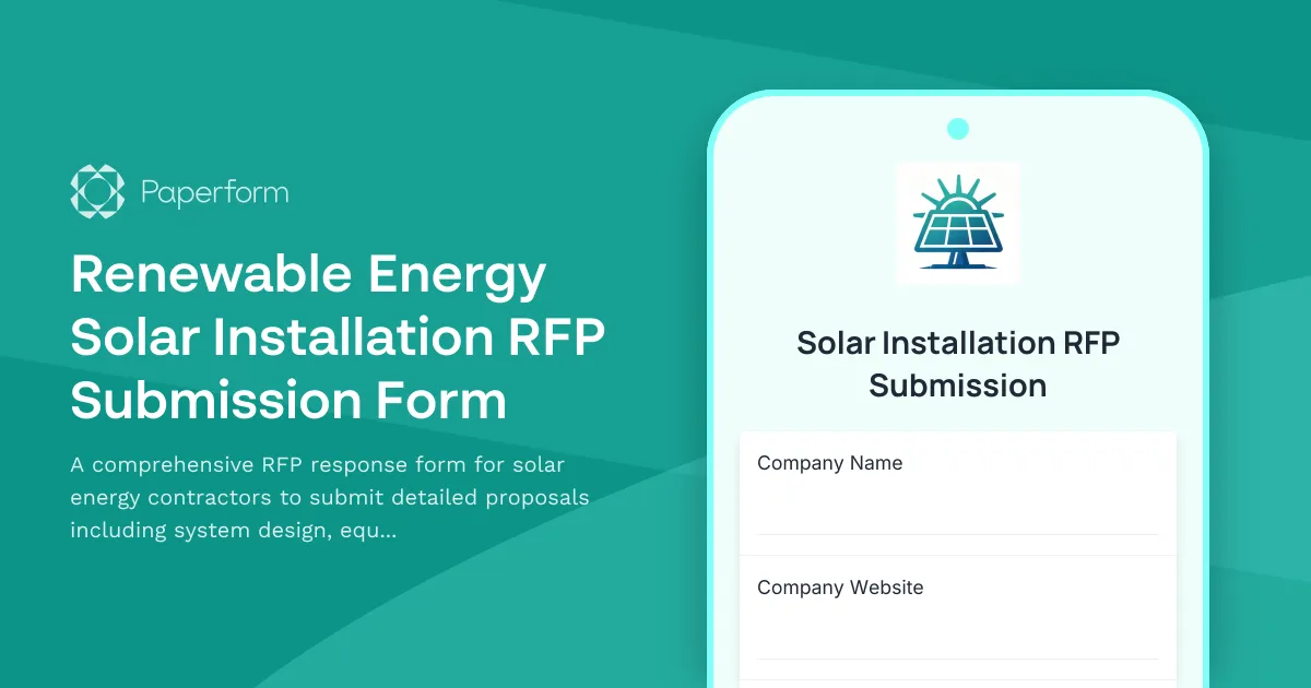 Renewable Energy Solar Installation RFP Submission Form