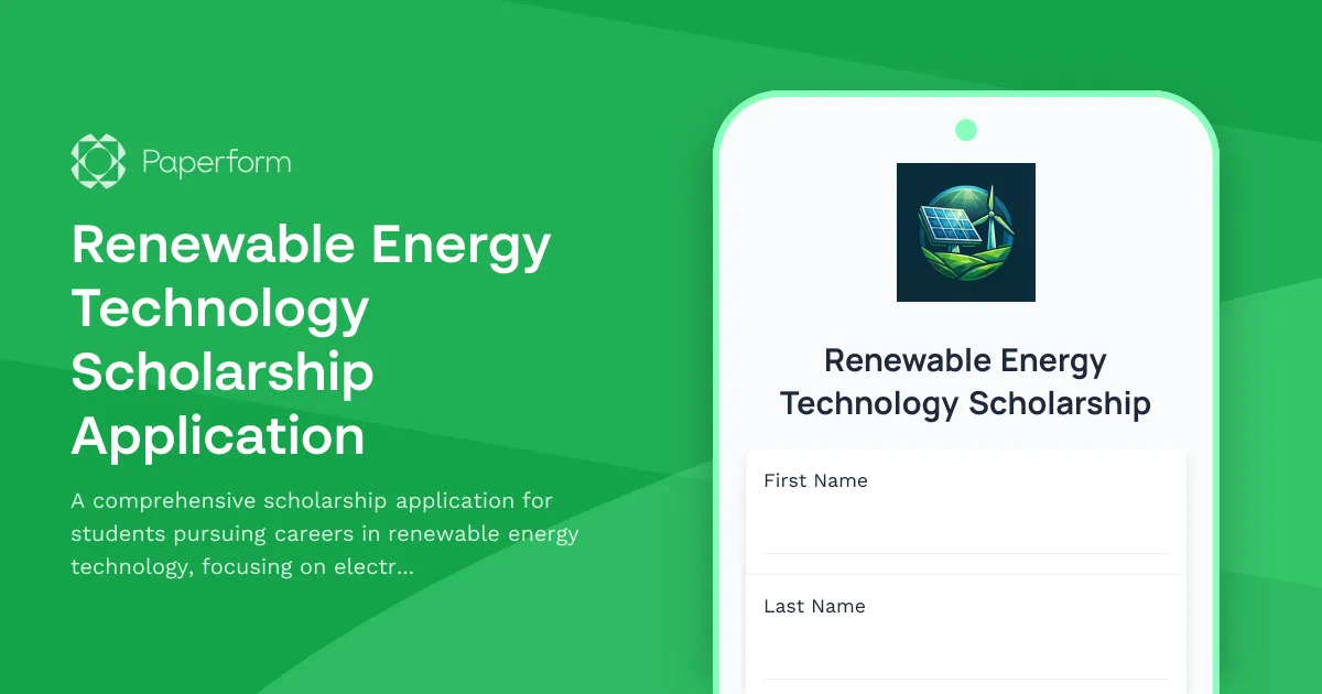Renewable Energy Technology Scholarship Application