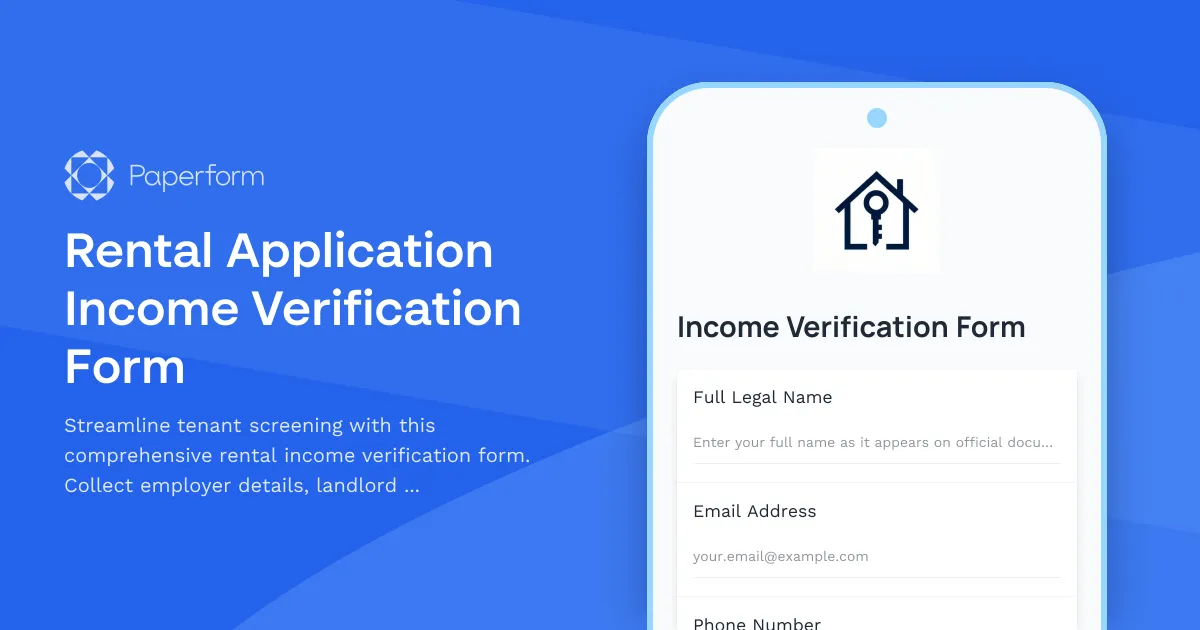 Rental Application Income Verification Form