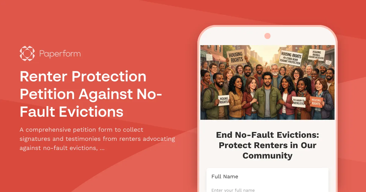 Renter Protection Petition Against No-Fault Evictions