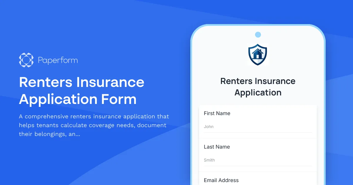 Renters Insurance Application Form