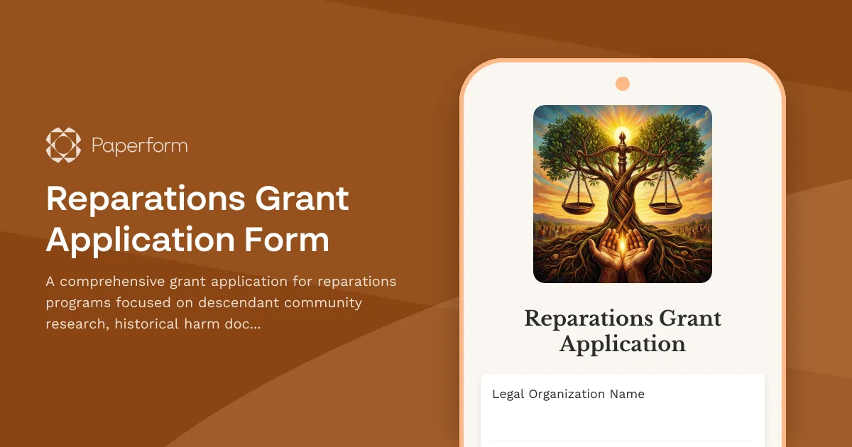 Reparations Grant Application Form