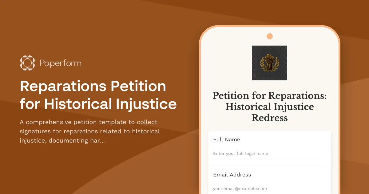 Reparations Petition for Historical Injustice