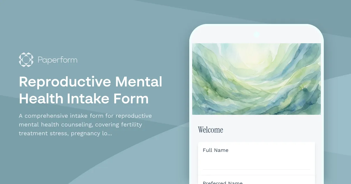 Reproductive Mental Health Intake Form