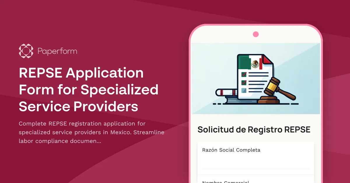 REPSE Application Form for Specialized Service Providers