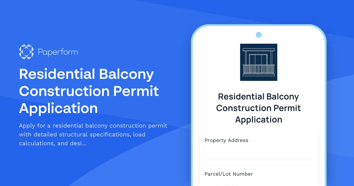 Residential Balcony Construction Permit Application