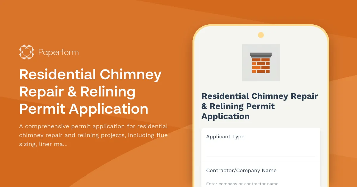 Residential Chimney Repair & Relining Permit Application