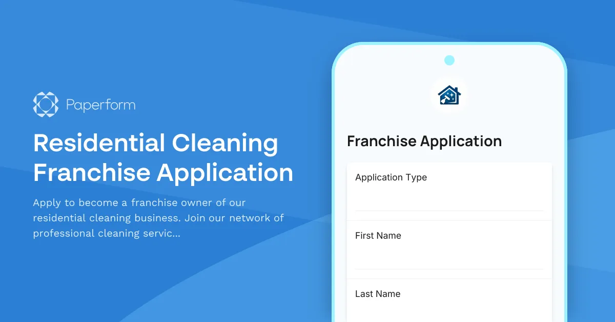 Residential Cleaning Franchise Application