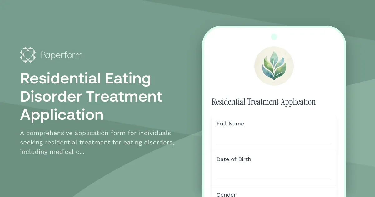Residential Eating Disorder Treatment Application