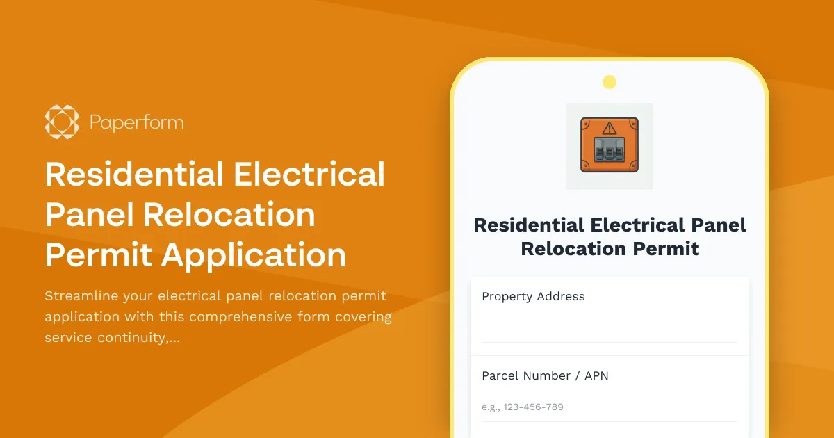 Residential Electrical Panel Relocation Permit Application